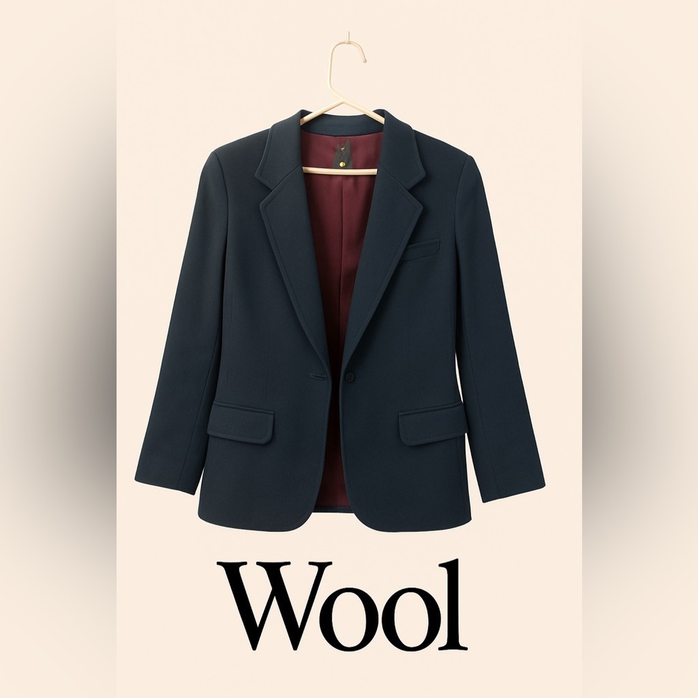 Lizsport Petite Wool Blazer Navy Classic Single-Button Jacket Women’s Size 6P